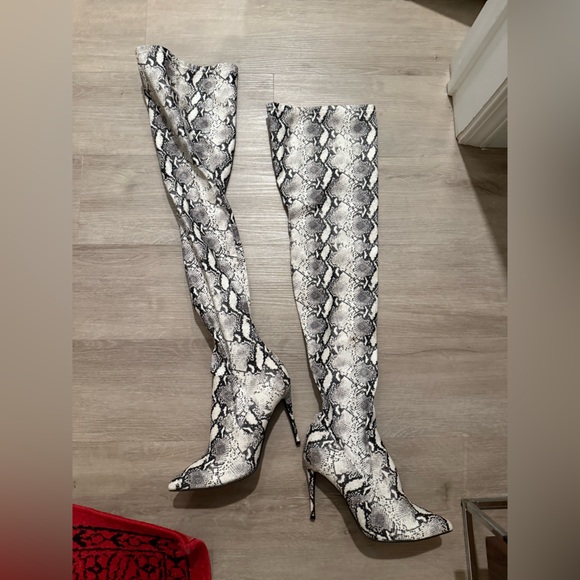 Snakeskin Over-the-Knee Boots - Picture 1 of 3